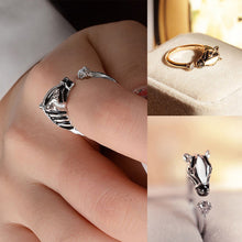 Animal Rings Horse Head Crystal Women's Crystal Open Ring Jewelry  EF8