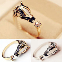 Animal Rings Horse Head Crystal Women's Crystal Open Ring Jewelry  EF8