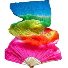 Colorful H  Made Women Belly Dancing Fans Tools Simulation Silk Bamboo Long Veils Fans for Women EF8