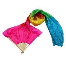 Colorful H  Made Women Belly Dancing Fans Tools Simulation Silk Bamboo Long Veils Fans for Women EF8