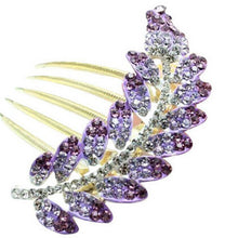 Floral Hair Clips Hairpin Hair Stick Leaves Jewelry Rhinestone Purple Hair Accessories EF8