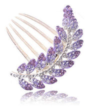Floral Hair Clips Hairpin Hair Stick Leaves Jewelry Rhinestone Purple Hair Accessories EF8