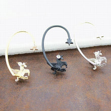 Punk Rock Stereoscopic Running Horse Unicorn Star Lady Clip Earring for left ear EF8