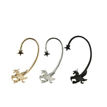 Punk Rock Stereoscopic Running Horse Unicorn Star Lady Clip Earring for left ear EF8