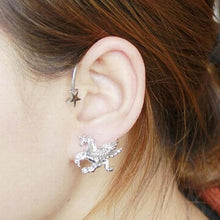 Punk Rock Stereoscopic Running Horse Unicorn Star Lady Clip Earring for left ear EF8