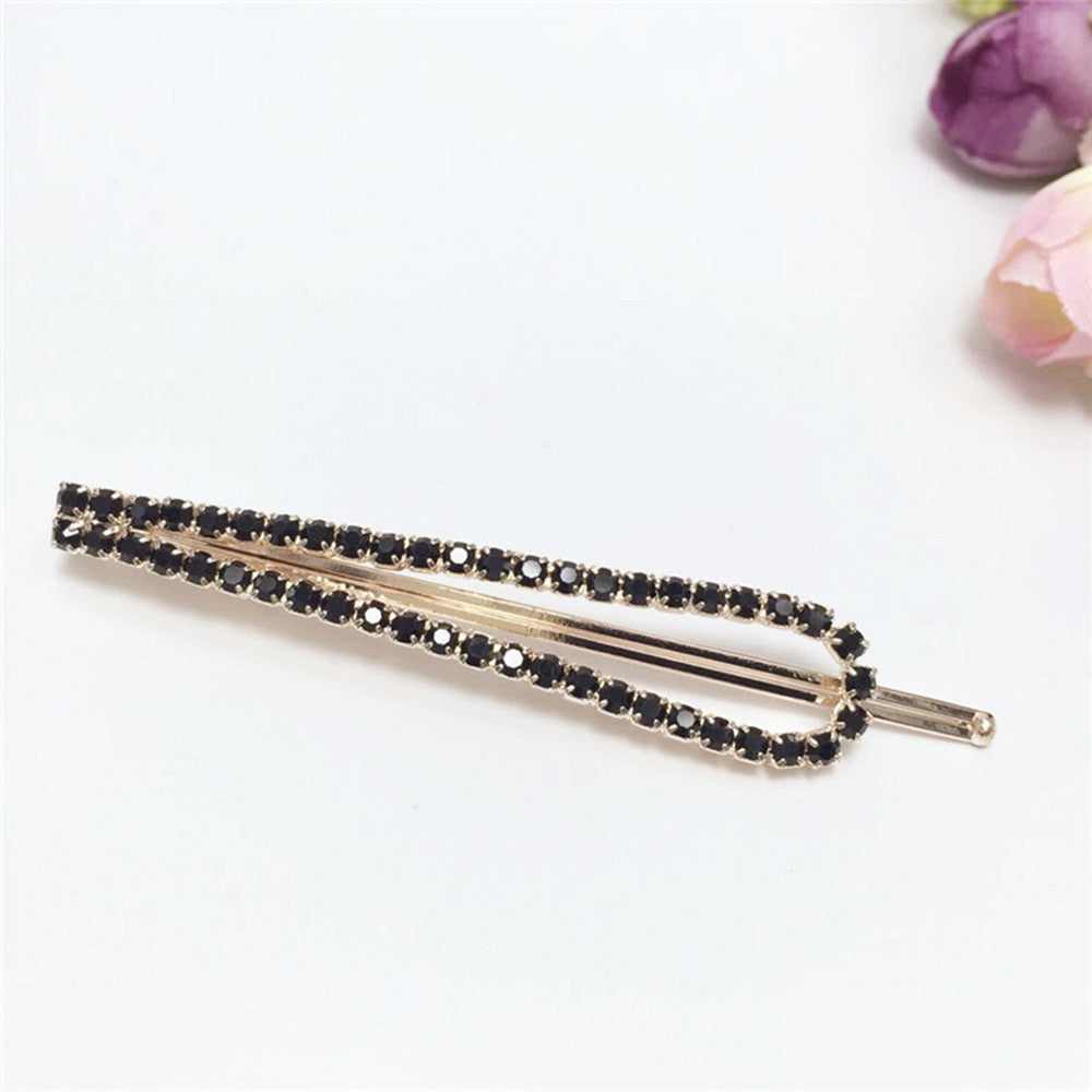 Rehinstone Black White Barrette Women Hairpins Hair Clips EF8