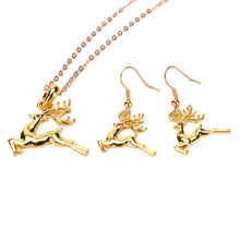 Gold plated Deer Wreath Cute Pendant Necklace   Earring Gift Jewelry EF8