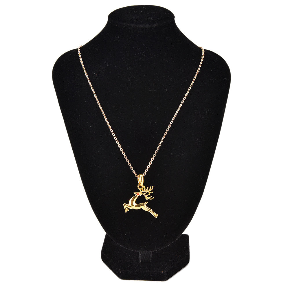 Gold plated Deer Wreath Cute Pendant Necklace   Earring Gift Jewelry EF8
