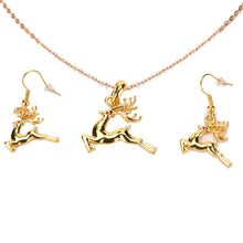 Gold plated Deer Wreath Cute Pendant Necklace   Earring Gift Jewelry EF8