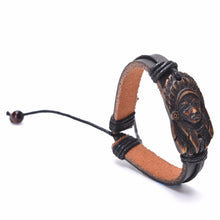 Jewelry Men Women Bone Vintage Indian Face Leather Bracelets   Bangles EF8