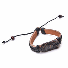 Jewelry Men Women Bone Vintage Indian Face Leather Bracelets   Bangles EF8