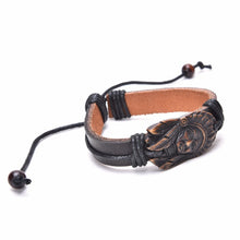Jewelry Men Women Bone Vintage Indian Face Leather Bracelets   Bangles EF8