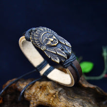 Jewelry Men Women Bone Vintage Indian Face Leather Bracelets   Bangles EF8