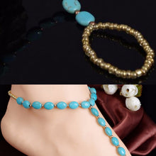 Natural Turquoise Stone Anklet Ankle Foot Bracelet Barefoot S als Anklets EF8