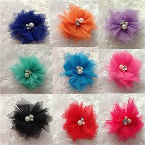 Personality Design Pearl Rhinestone Mesh Net lace Flowers headb s EF8