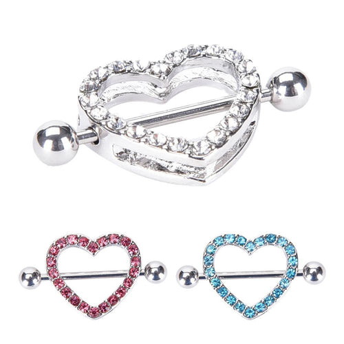 Nipple Ring Heart Gem Dangle Chain Nipple Shield Ring Body Jewelry Nipple Shield Rings Jewelry Helix Piercing Barbell EF8