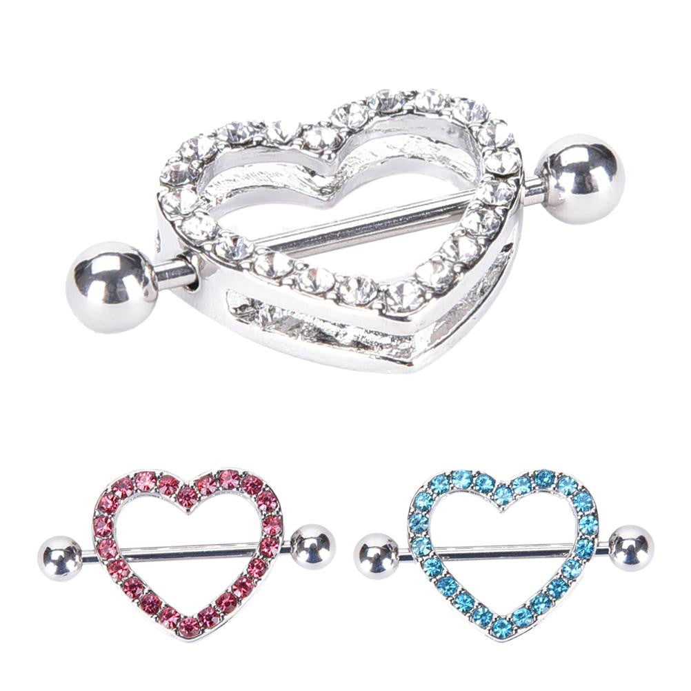 Nipple Ring Heart Gem Dangle Chain Nipple Shield Ring Body Jewelry Nipple Shield Rings Jewelry Helix Piercing Barbell EF8