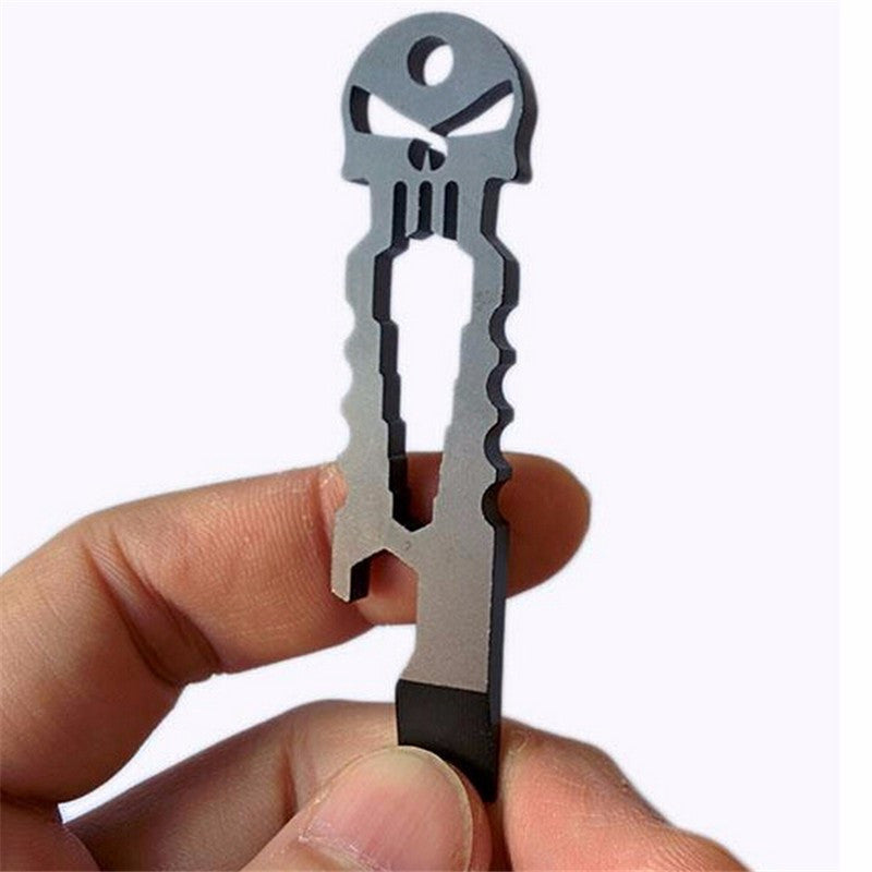 Outdoor Stainless Skull EDC Survival Pocket Tool Key Ring Pendant Opener Keychain EF8