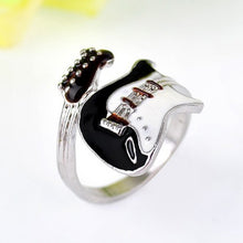 Personalized European Style Punk Style Bright Colorful Glazed Guitar Ring White   Black Ring EF8
