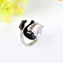 Personalized European Style Punk Style Bright Colorful Glazed Guitar Ring White   Black Ring EF8