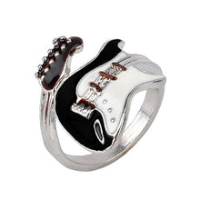 Personalized European Style Punk Style Bright Colorful Glazed Guitar Ring White   Black Ring EF8