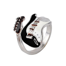 Personalized European Style Punk Style Bright Colorful Glazed Guitar Ring White   Black Ring EF8