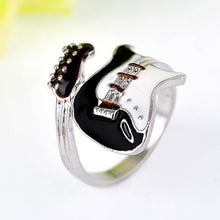 Personalized European Style Punk Style Bright Colorful Glazed Guitar Ring White   Black Ring EF8