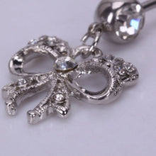 Piercing Navel Body Jewelry Surgical Steel Bowknot Design Rhinestone Belly Button Barbell Navel Ring Bar EF8