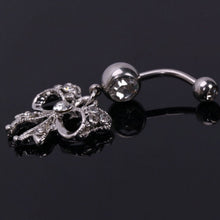 Piercing Navel Body Jewelry Surgical Steel Bowknot Design Rhinestone Belly Button Barbell Navel Ring Bar EF8
