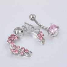 Pink Butterfly Crystal Flower Belly Ring Navel Studs Body Piercing Jewelry EF8