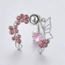 Pink Butterfly Crystal Flower Belly Ring Navel Studs Body Piercing Jewelry EF8