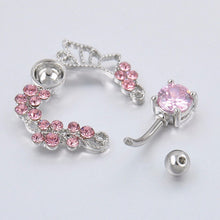 Pink Butterfly Crystal Flower Belly Ring Navel Studs Body Piercing Jewelry EF8