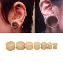 Punk Ear Exp ers Organic Wood Bamboo Plug Ear Double Flare Saddle Flesh Tunnel Stretcher Exp er Jewelry Body Piercing EF8