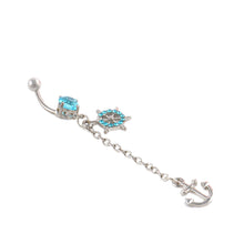Rhinestone Navel Belly Bar Ring Ship Wheel Anchor Gem Dangle Barbell Piercing  EF8