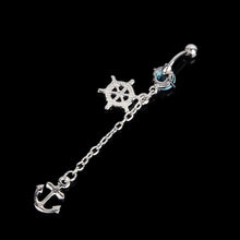 Rhinestone Navel Belly Bar Ring Ship Wheel Anchor Gem Dangle Barbell Piercing  EF8