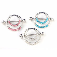 Women Men Body Jewelry Piercing Crystal Double Round Belly Bar Button Ring EF8