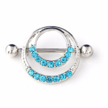 Women Men Body Jewelry Piercing Crystal Double Round Belly Bar Button Ring EF8