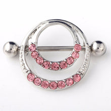 Women Men Body Jewelry Piercing Crystal Double Round Belly Bar Button Ring EF8