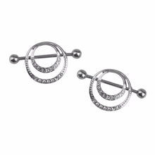 Women Men Body Jewelry Piercing Crystal Double Round Belly Bar Button Ring EF8
