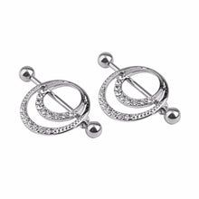Women Men Body Jewelry Piercing Crystal Double Round Belly Bar Button Ring EF8