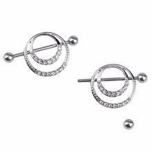 Women Men Body Jewelry Piercing Crystal Double Round Belly Bar Button Ring EF8