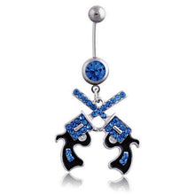 Western Cowgirl Revolver Pistol Gun Dangle Belly Button Navel Ring Body Jewelry EF8