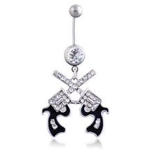 Western Cowgirl Revolver Pistol Gun Dangle Belly Button Navel Ring Body Jewelry EF8