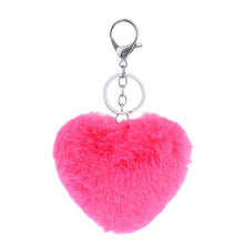 3 Colors Luxury Imitation Keychain Soft Heart Shape Ball PomPom Car H bag Key Ring  EF8