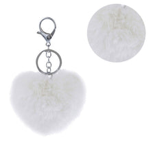 3 Colors Luxury Imitation Keychain Soft Heart Shape Ball PomPom Car H bag Key Ring  EF8