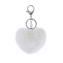 3 Colors Luxury Imitation Keychain Soft Heart Shape Ball PomPom Car H bag Key Ring  EF8