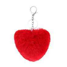 3 Colors Luxury Imitation Keychain Soft Heart Shape Ball PomPom Car H bag Key Ring  EF8