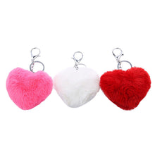 3 Colors Luxury Imitation Keychain Soft Heart Shape Ball PomPom Car H bag Key Ring  EF8