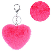 3 Colors Luxury Imitation Keychain Soft Heart Shape Ball PomPom Car H bag Key Ring  EF8