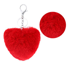 3 Colors Luxury Imitation Keychain Soft Heart Shape Ball PomPom Car H bag Key Ring  EF8
